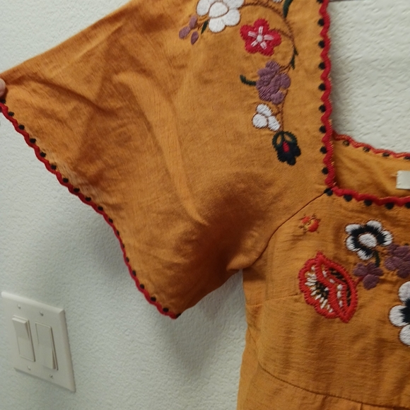 Madewell Womens XSmall Embroidered Square Neck Dress - Picture 3 of 6